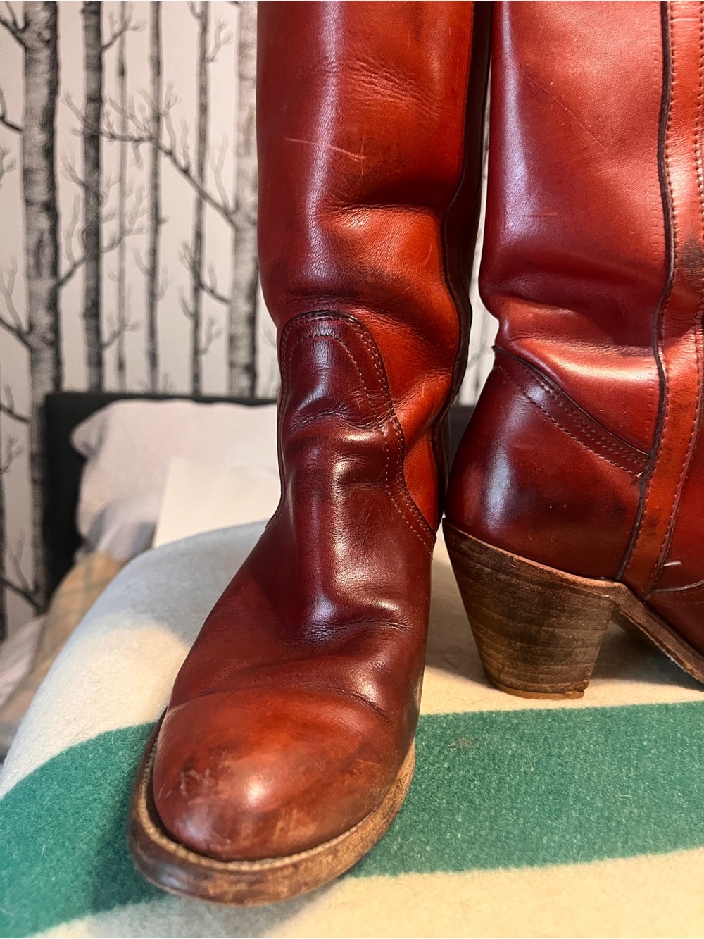 Vintage FRYE Women's Tall Leather Riding Boots - Red - Picture 2 of 10